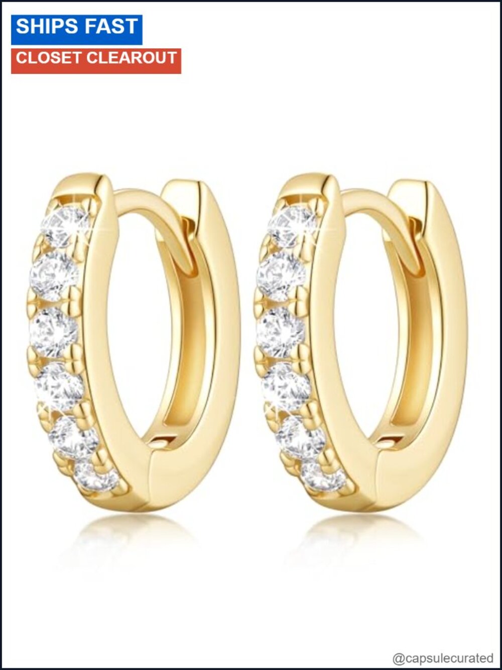 14k Gold Plated Hoop Earrings for Women with Cubic Zirconia - Various Sizes